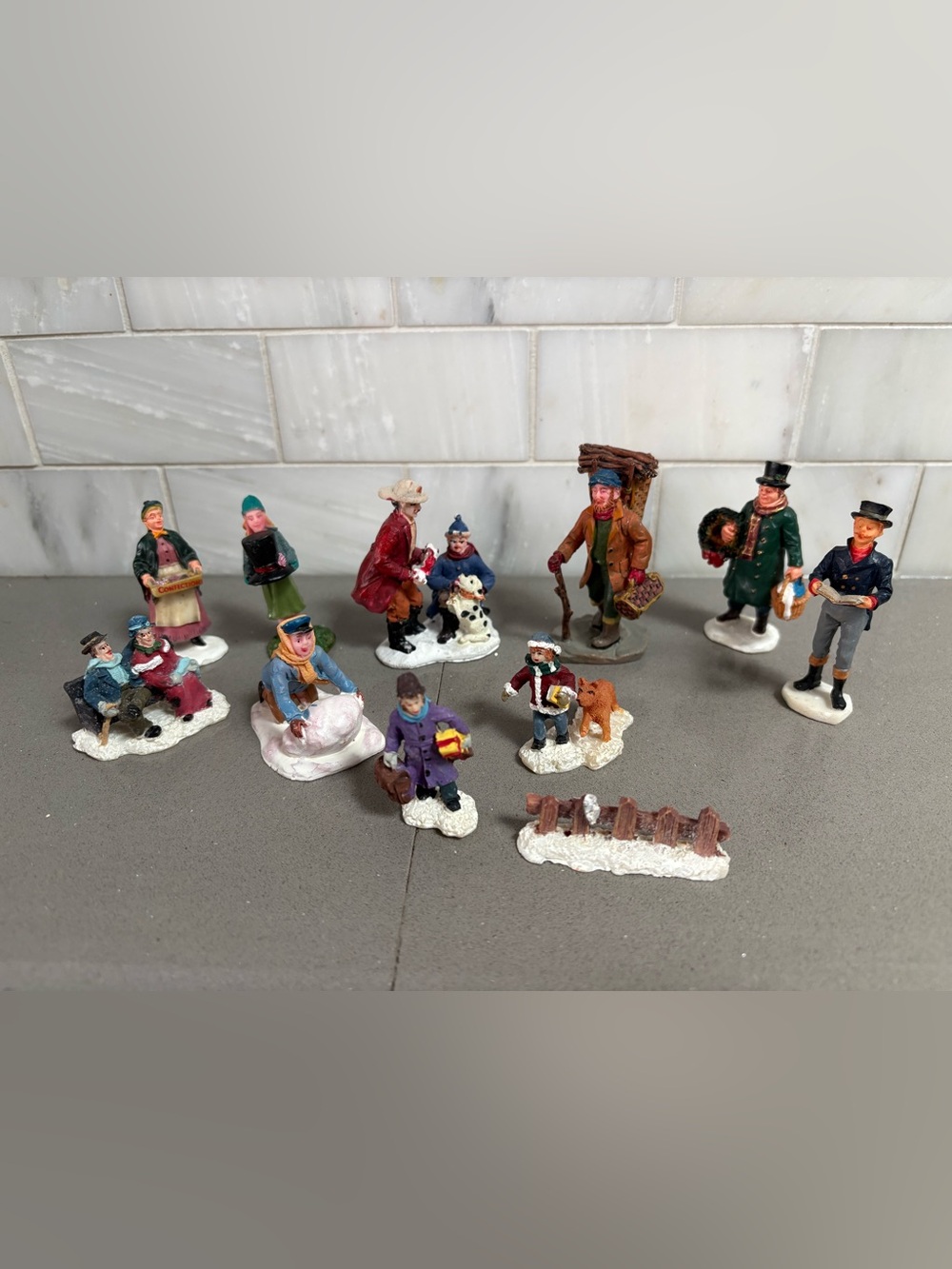 Holiday Village Miniature Figurine Set - Assorted Colors 11 pieces